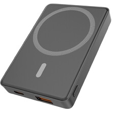 Магнитный внешний аккумулятор Magnetic с беспроводной зарядкой (5W), 5000 Mah, черный