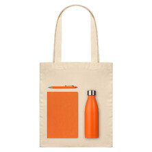 Подарочный набор Фреско, Корса слим, Куаттро (Fresco, Alpha Slim, Quattro), оранжевый (шоппер, блокнот, ручка, термобутылка)