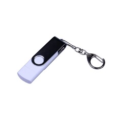 USB-флешка на 32 Гб поворотный механизм, c двумя дополнительными разъемами MicroUSB и TypeC, белый