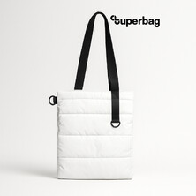 Шоппер Superbag Bubble, стёганый, с магнитной кнопкой (белый с черным)